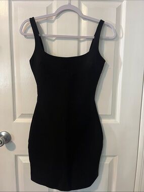 Zara Black Mini Dress with Square Neck